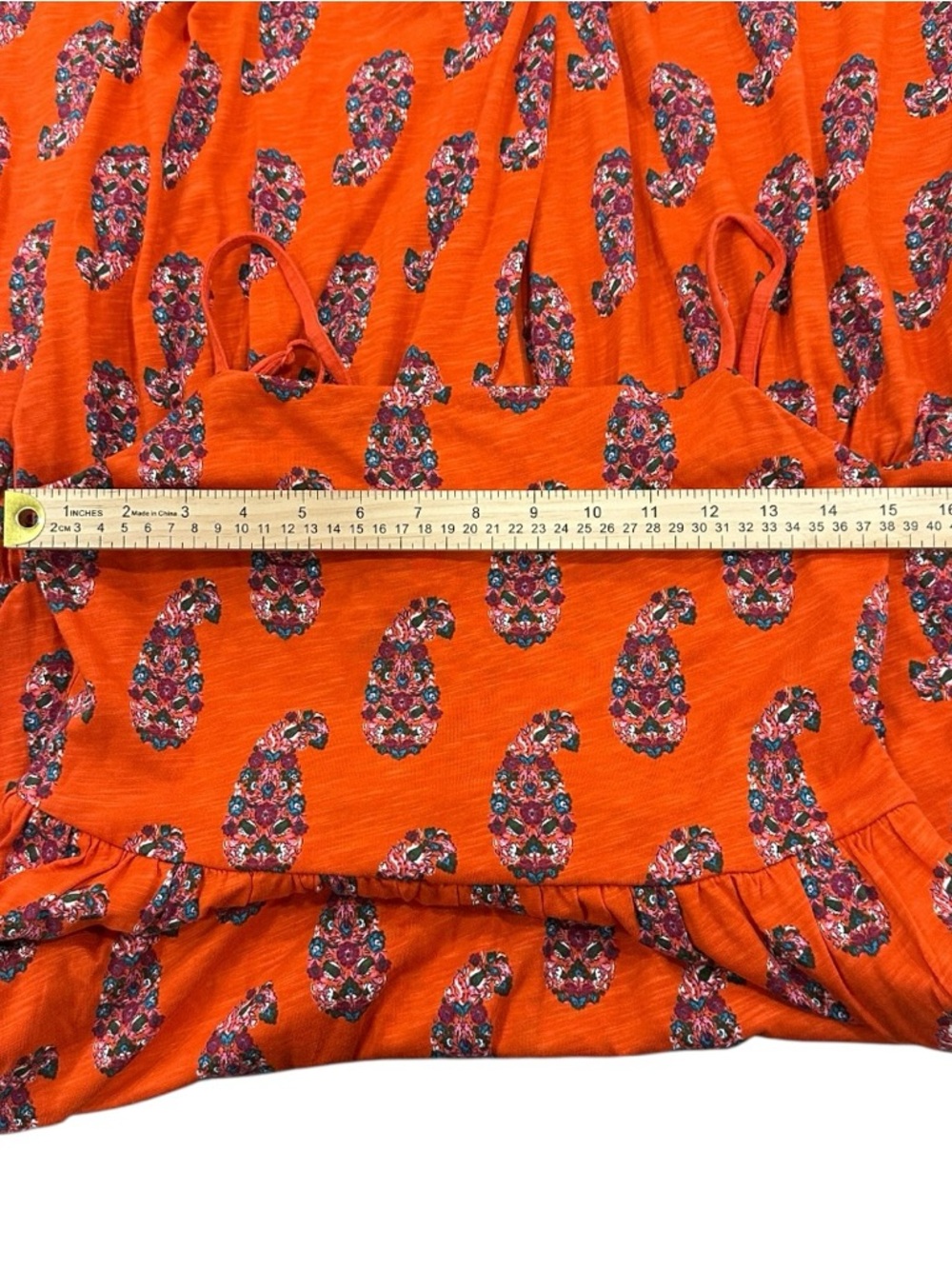 Boden Orange Paisley Print Maxi Dress Size 4 Spaghetti Strap Tiered Sundress - Picture 4 of 7